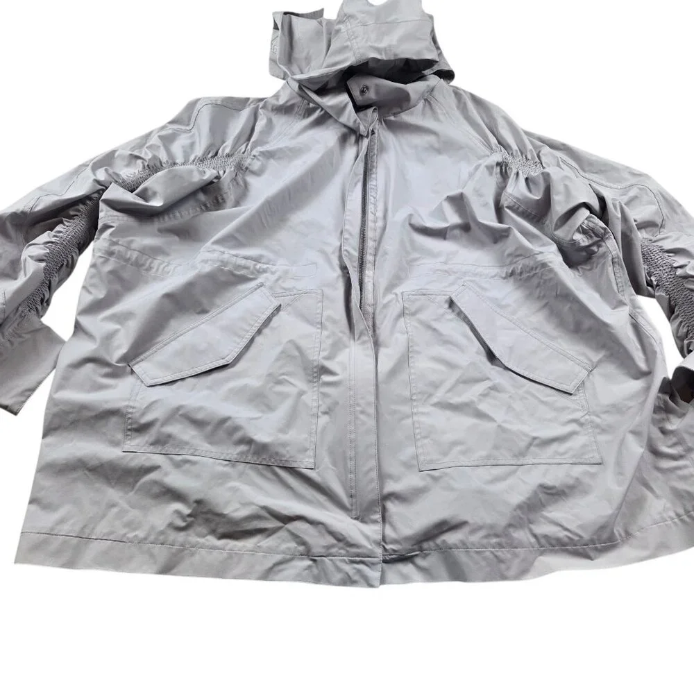 Fabletics Jacket Womens Large Gray Full Zip Hoodie Windbreaker Giana Rain Coat - Picture 1 of 6